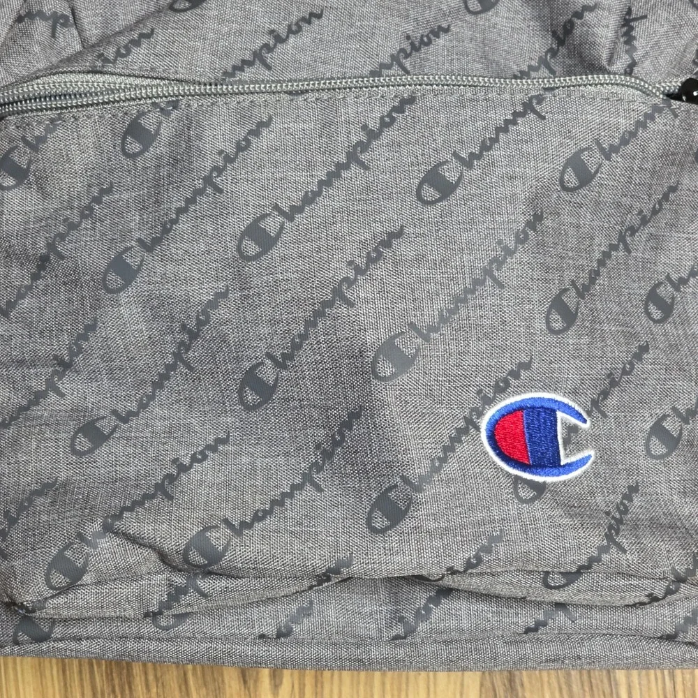 Champion Backpack Gray All Over‎ Logo Embroidered School Travel 10